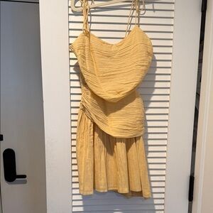 Yellow Ruched Women's Dress